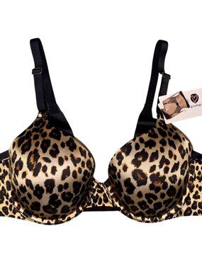Secret Treasures Bra Womens Sz 36 B Leopard Print Classic T Shirt Bra Black Trim